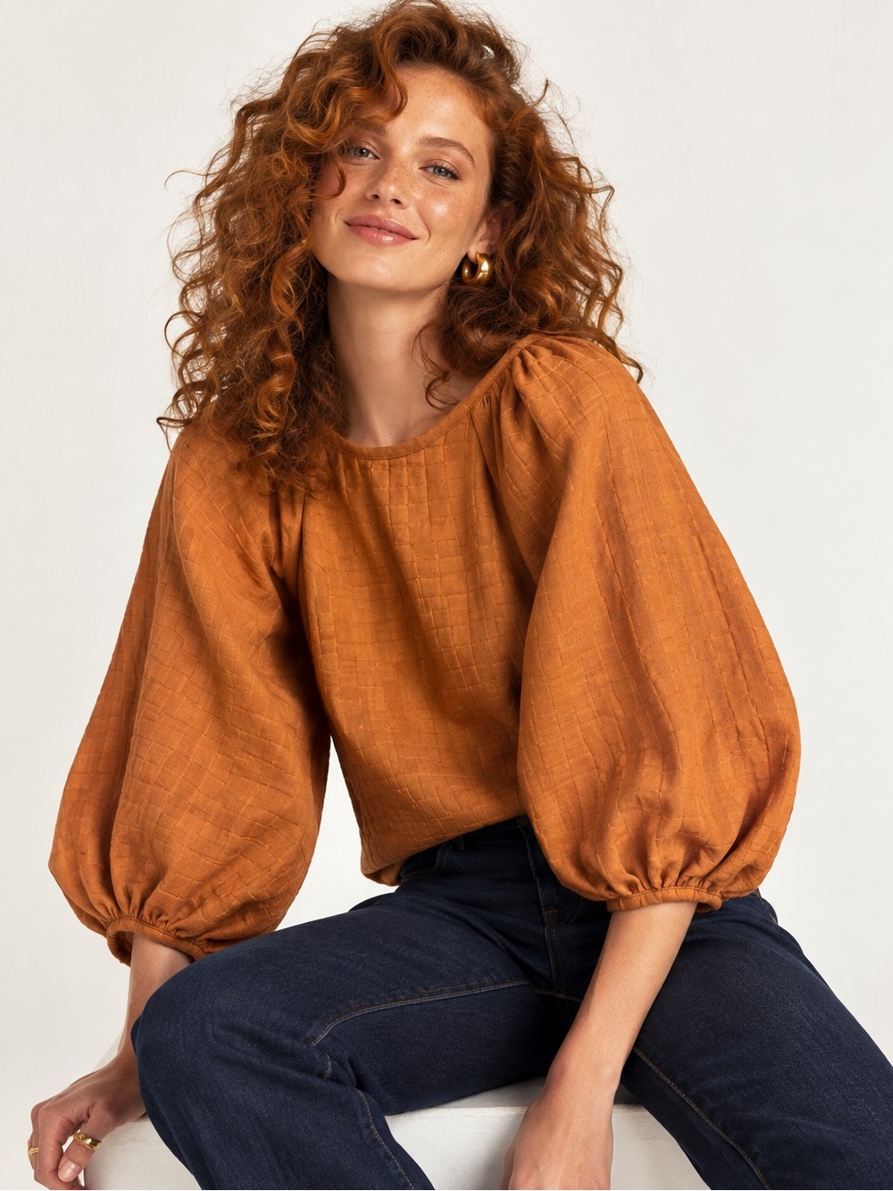 Levi's Burnt Orange Balloon Sleeve Blouse